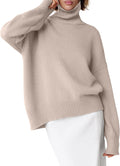 Womens Oversized Turtleneck Sweater with High Low Hem - Cozy Fit