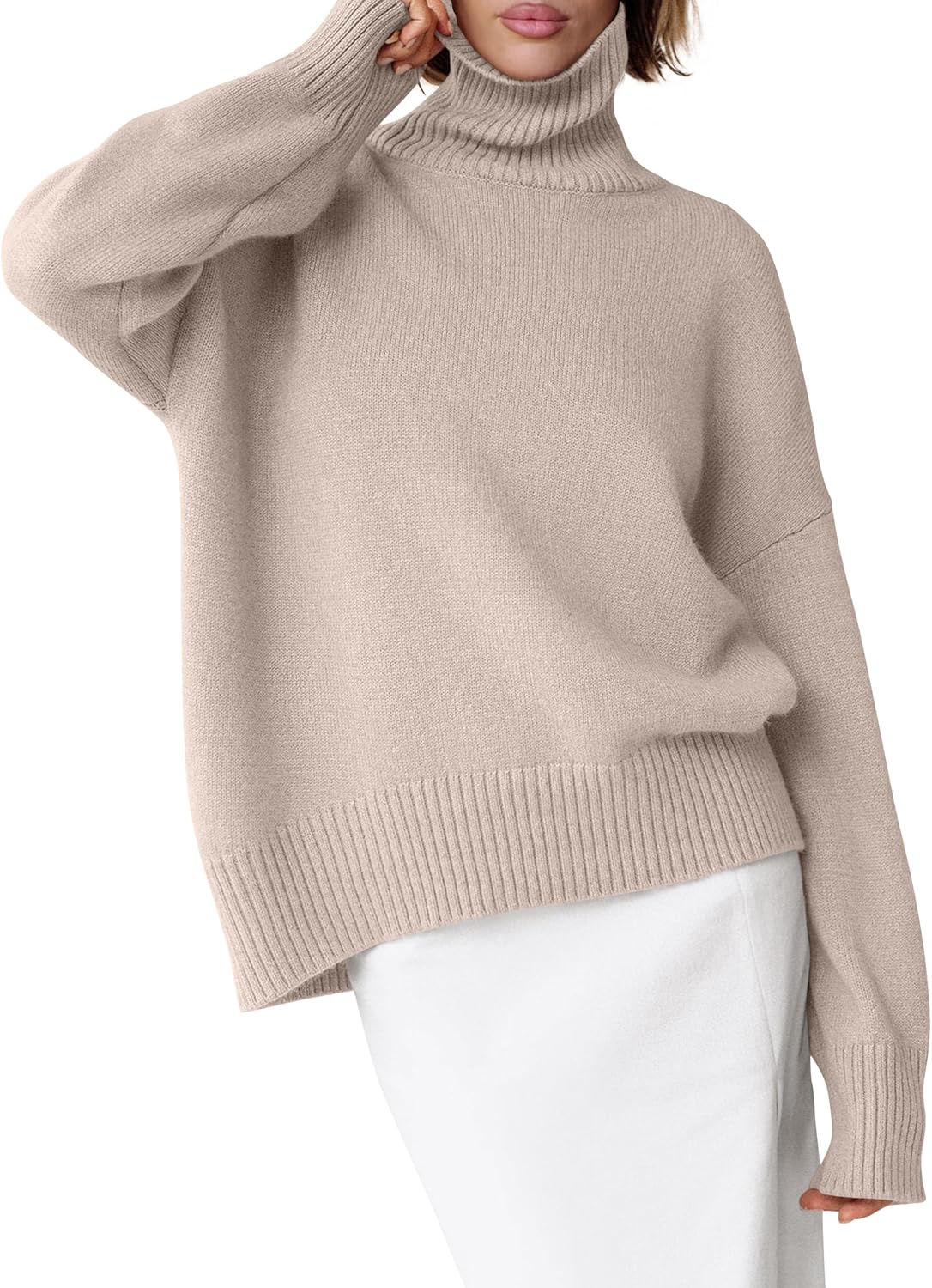 Oversized Turtleneck Sweater for Women - Chunky Knit Style