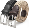 FAIRWIN Stretch Belts for Men 2 Pack - Elastic Braided Golf Belts