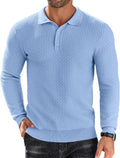 COOFANDY Men's Knit Polo Shirt Long Sleeve Sweater Polo