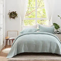 SunStyle Home Quilt Set King Sage Green - Lightweight Square Stitch