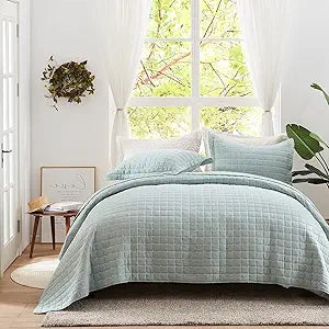 SunStyle Home King Quilt Set Sage Green Lightweight Bedspread