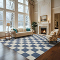 Washable 8x10 Checkered Rug for Living Room and Bedroom