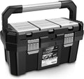 17-Inch Toolbox with Removable Tray - Rugged Storage and Secure Lock