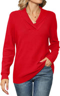 Ivicoer Women V Neck Pullover Sweater - Soft, Classy Everyday Knit