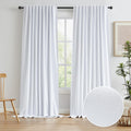 White Linen Full Blackout Curtains 72in x 96in Pair - Total Light