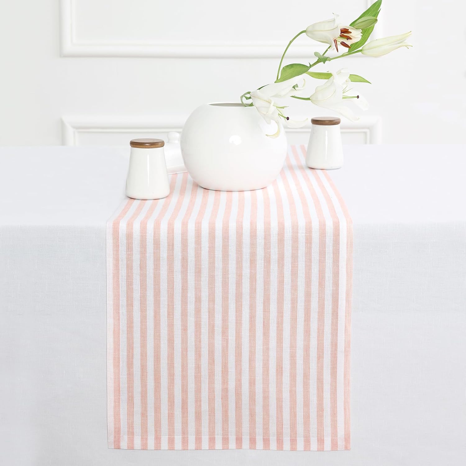 Striped Linen Table Runner 14 x 48 Inch for Stylish Decor