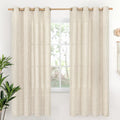 Linen Curtains 72 in Long 2 Panels Cream Semi Sheer - Light Filtering