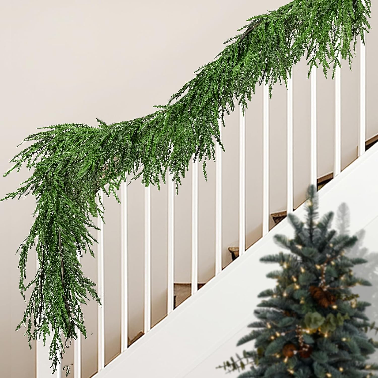 Realistic 6 Ft Norfolk Pine Garland for Christmas Decor