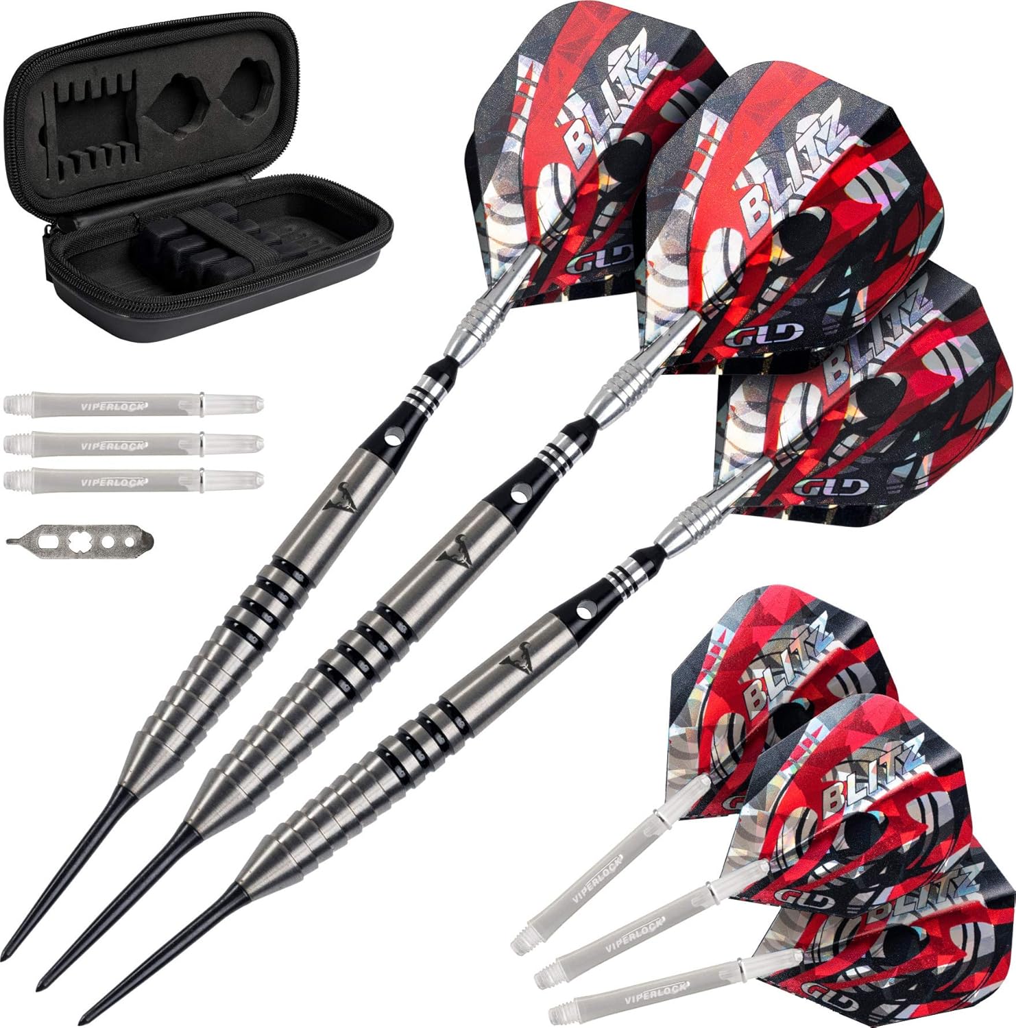 Viper Blitz 95% Tungsten Steel Tip Darts with Travel Case