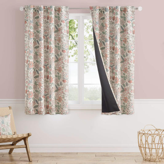 Vangao Pink Nursery Curtains for Girls Room with Floral Design