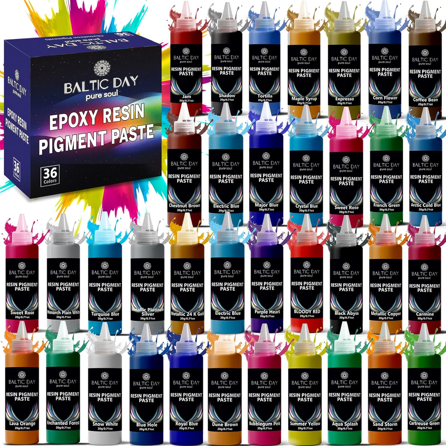 36 Pigment Pastes for Epoxy Resin - Opaque Color Set 20g