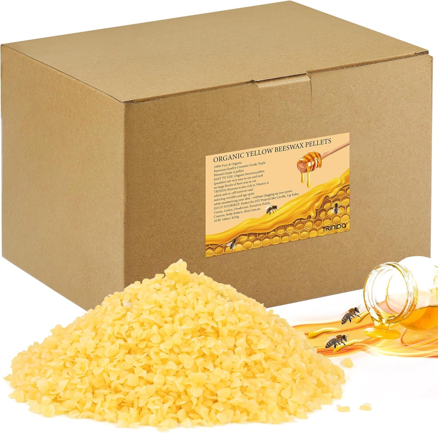Organic Yellow Beeswax Pellets for Candle Making and DIY Projects