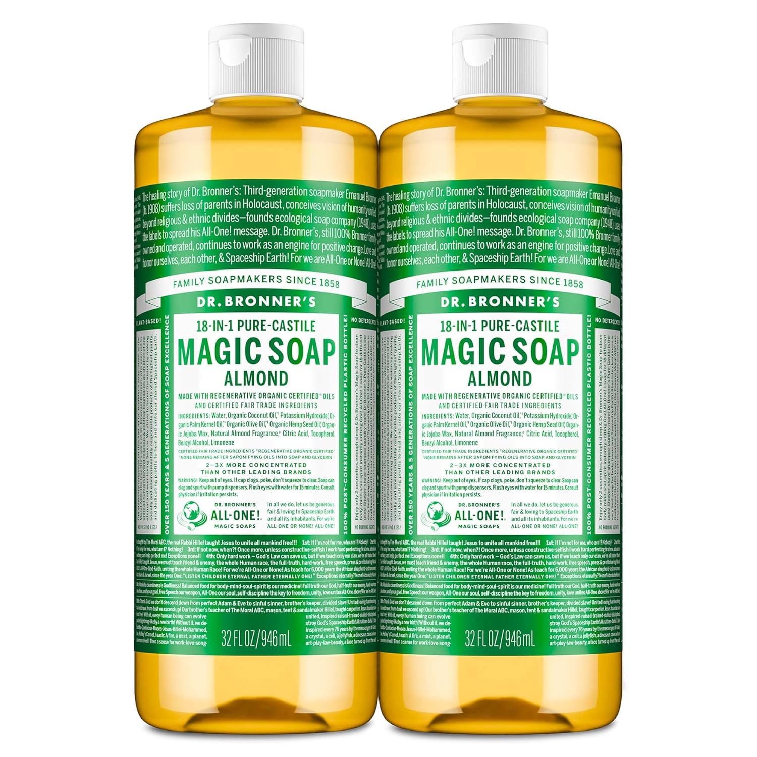 Dr. Bronner's Pure-Castile Magic Liquid Soap for All Uses