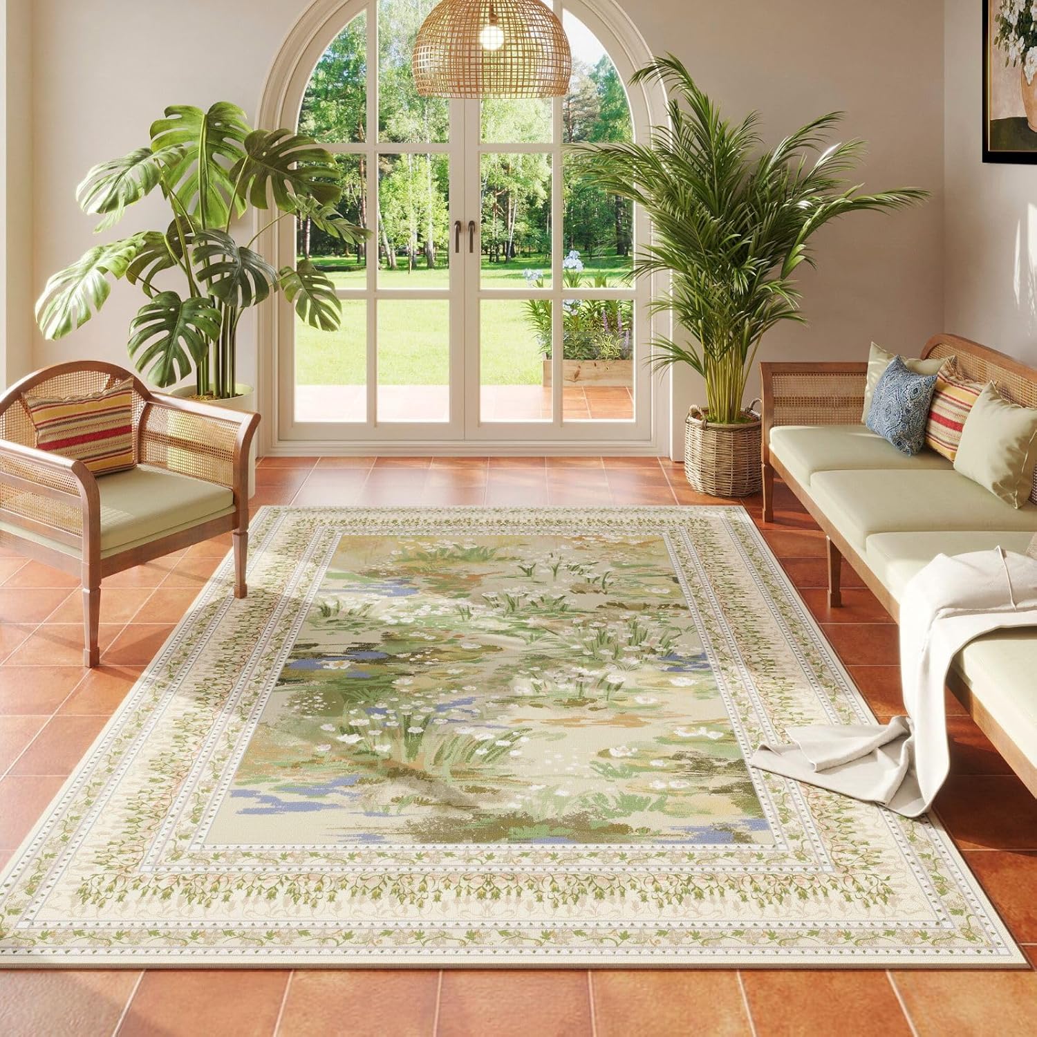 4x6 Impressionist-Style Vintage Washable Rug for Every Room