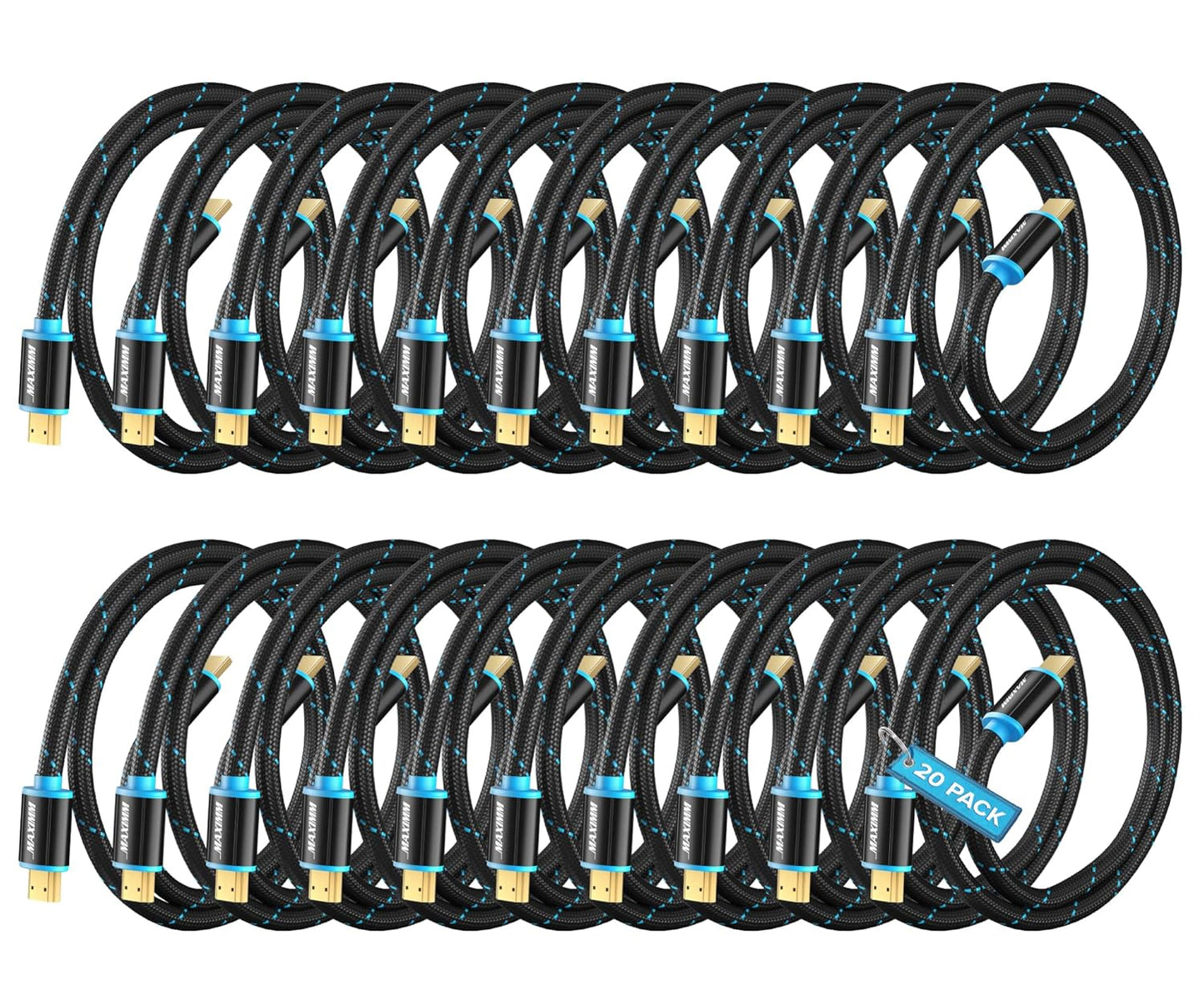 Maximm 4K HDMI Cables 20-Pack: High Speed & Crystal Clear!