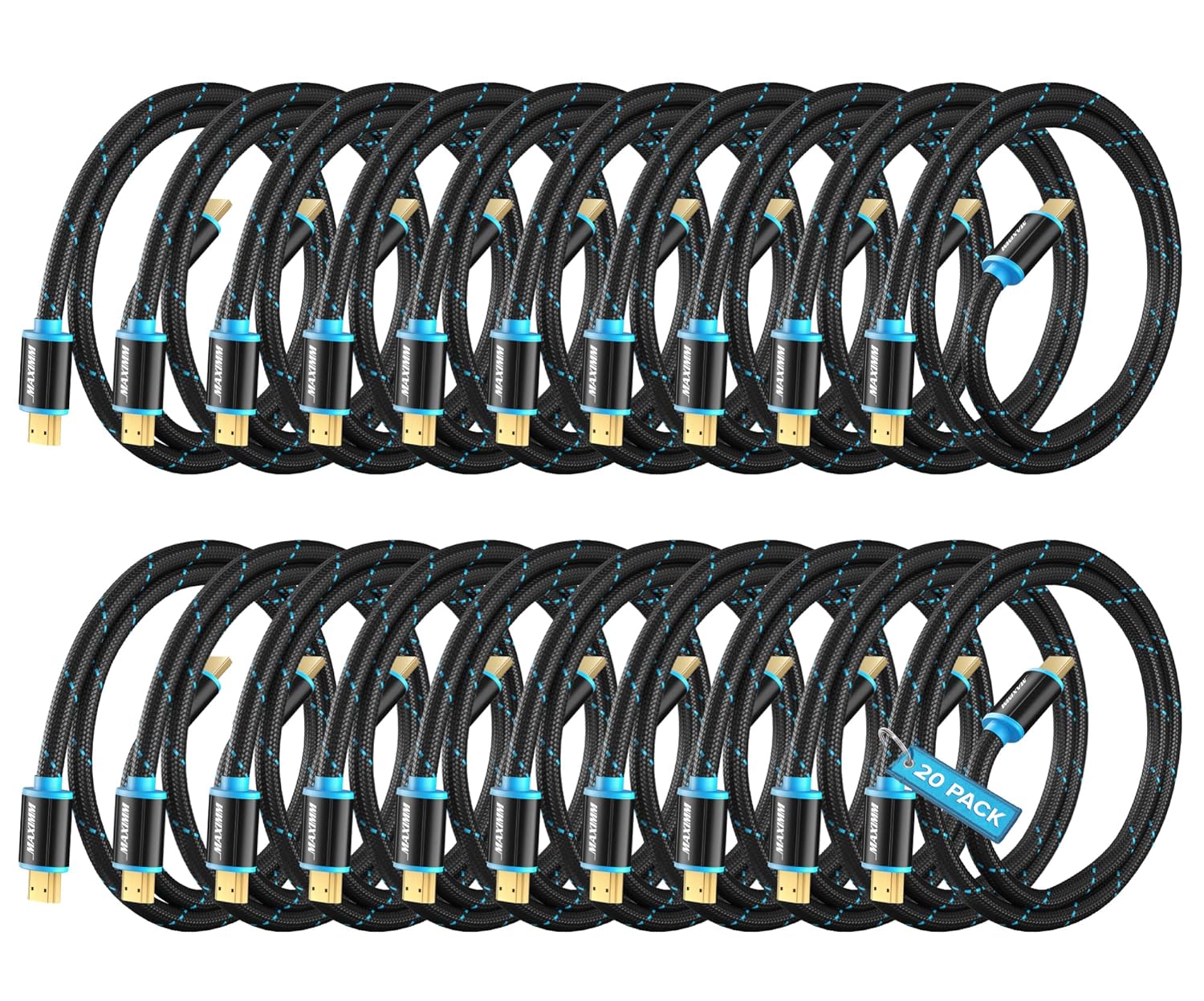 Maximm 4K HDMI Cables 20-Pack: High Speed & Crystal Clear!