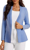 Women's Casual Open Front Rib Knit Draped Cardigan - Lightweight