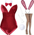 Anime Womens Bunny Girl Costume One Piece Bodysuit Set
