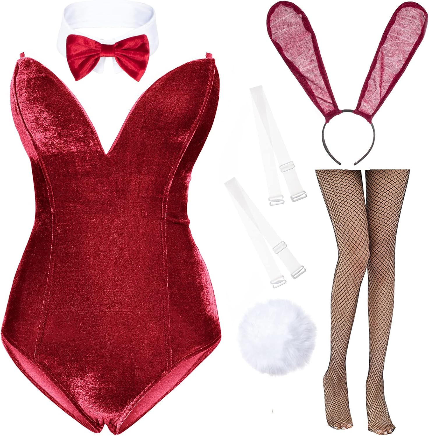 Anime Womens Bunny Girl Costume One Piece Bodysuit Set