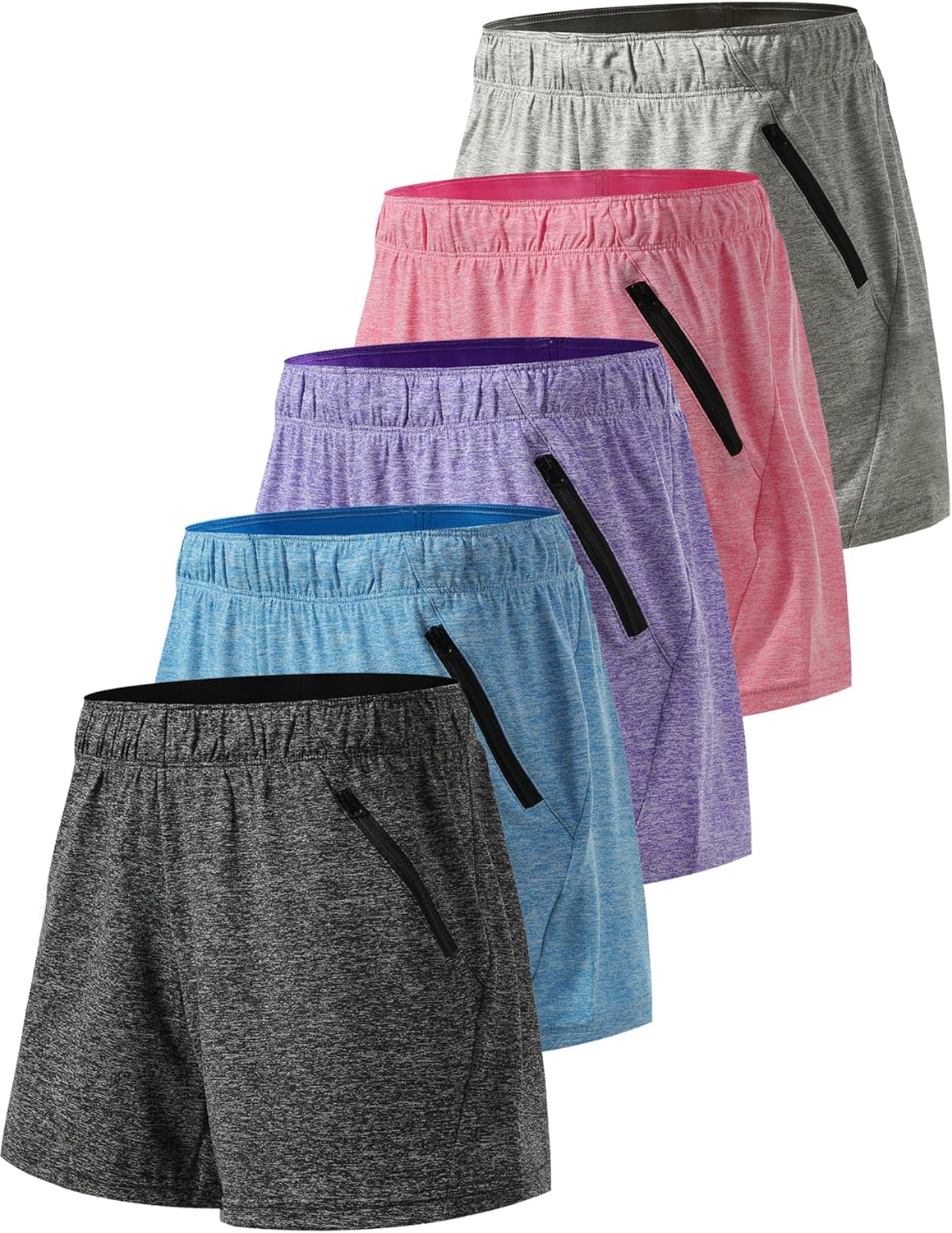 Womens Workout Gym Shorts Casual Lounge Set with Zipper Pockets