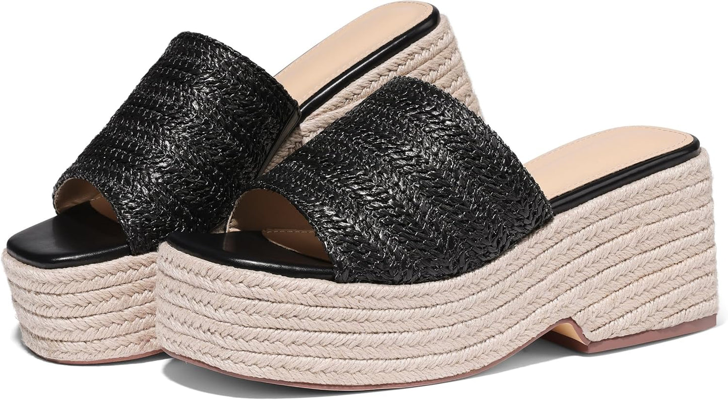 Platform Slip on Espadrille Sandals for Women Summer Wedges