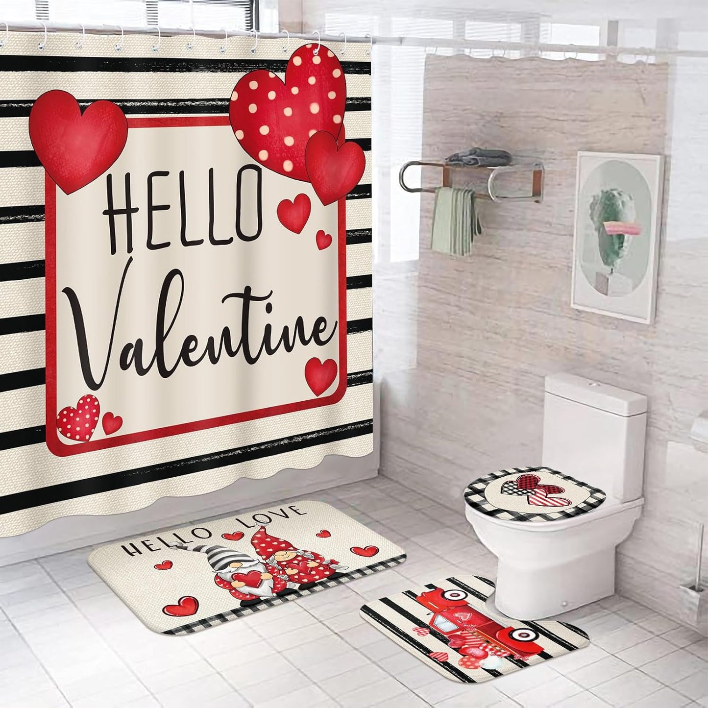 Watercolor Valentines Day Bathroom Set