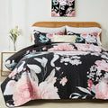 Yogeneg King Size Quilt Set Pink Floral Botanical Pattern