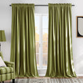 Moss Green Velvet Drapes 120 in Long - Room Darkening Thermal Panels