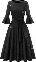 Women's Church Dresses Midi Bell Sleeve Vintage Wedding Guest Dress
