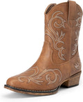 Women's Cowboy Cowgirl Ankle Boots with Embroidered Stitching - Chic