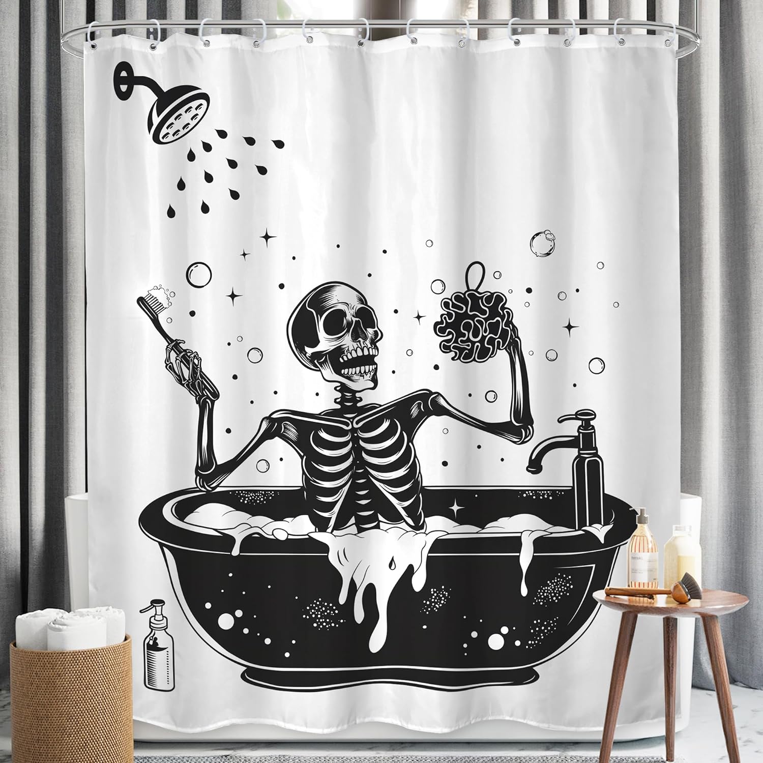Spooky Cool Skull Shower Curtain Set