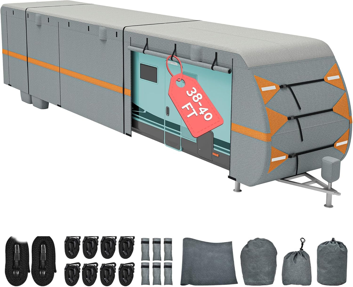DWVO 38-40FT Travel Trailer Cover - Waterproof & Windproof RV Cover