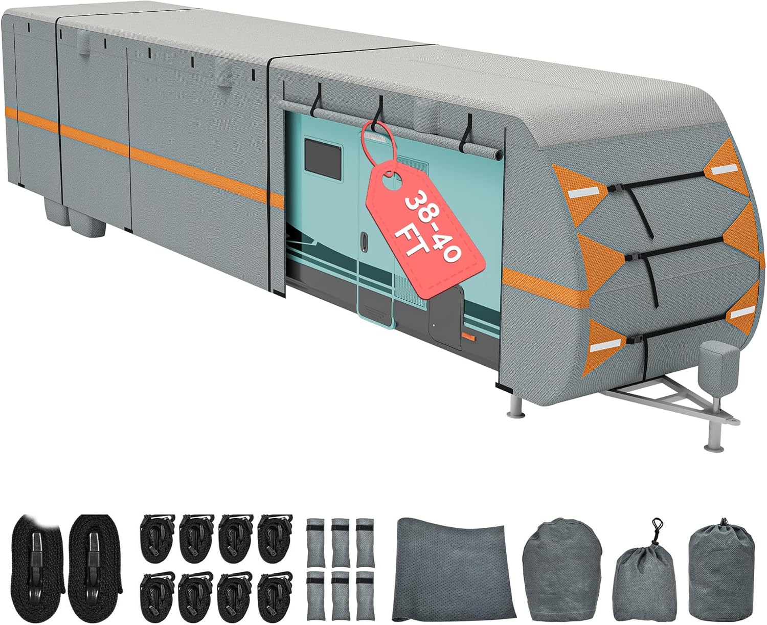 DWVO 38-40FT Travel Trailer Cover - Waterproof & Windproof RV Cover