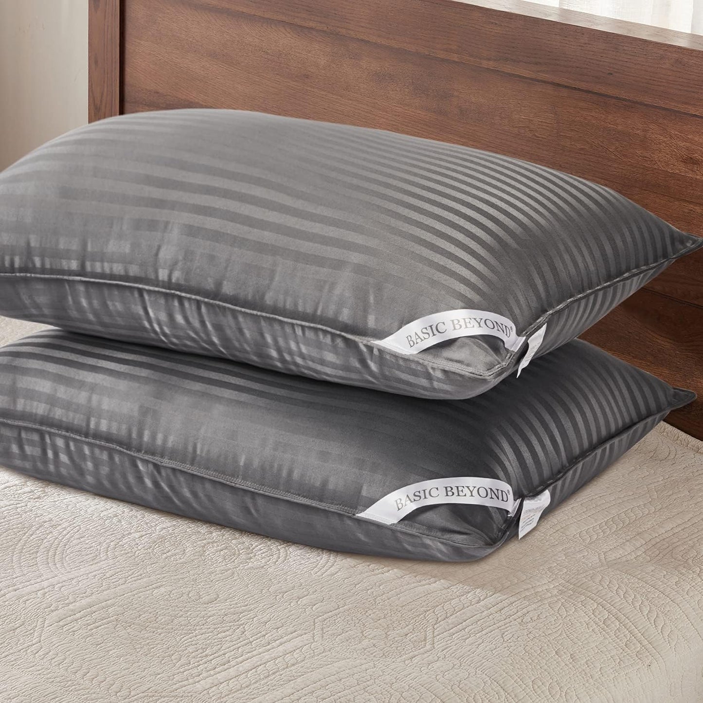 Basic Beyond Queen Size Pillows for Sleeping - Soft and Fluffy