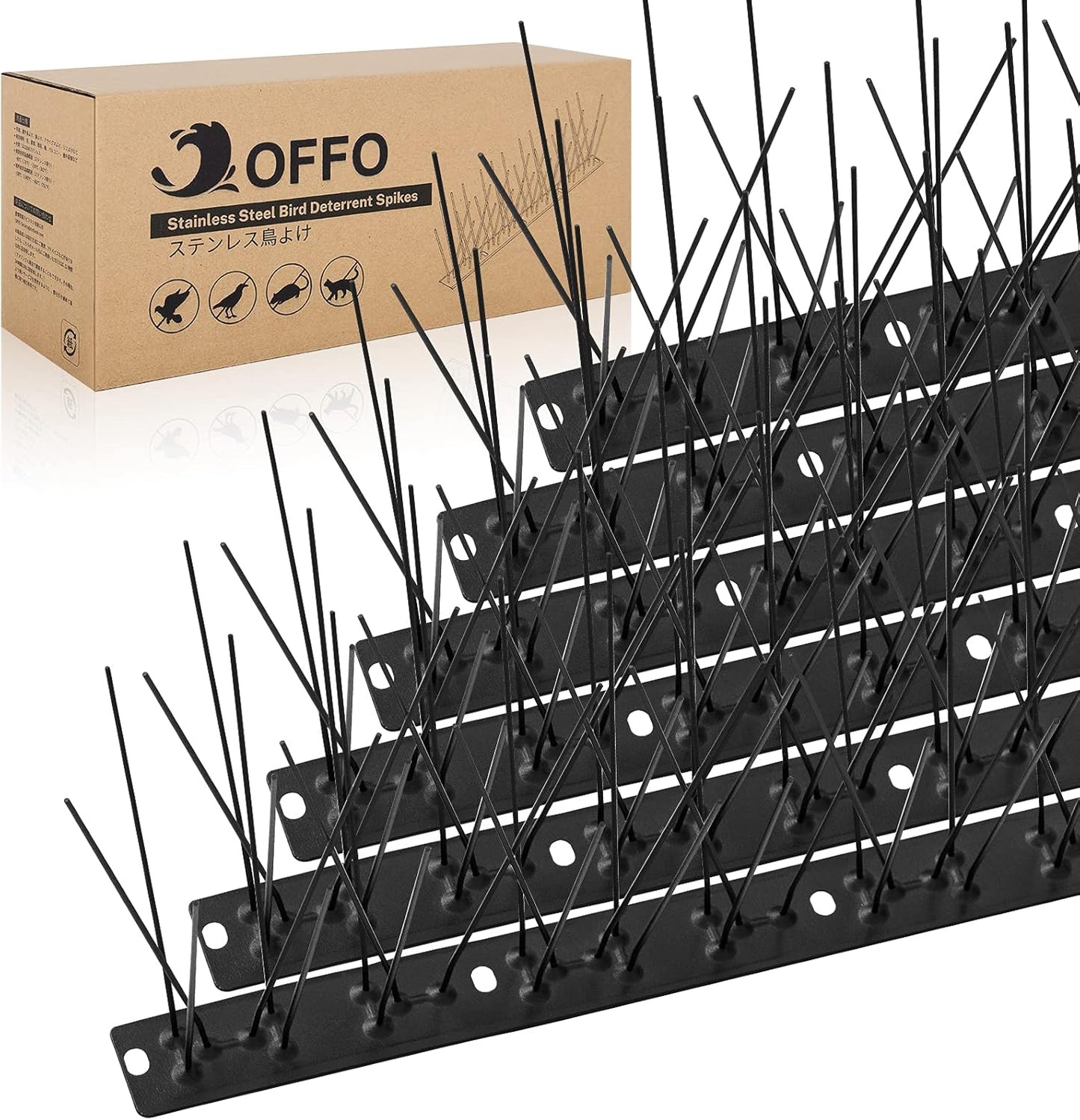 OFFO Black Bird Spikes for Pigeons - Durable 10 Feet Coverage