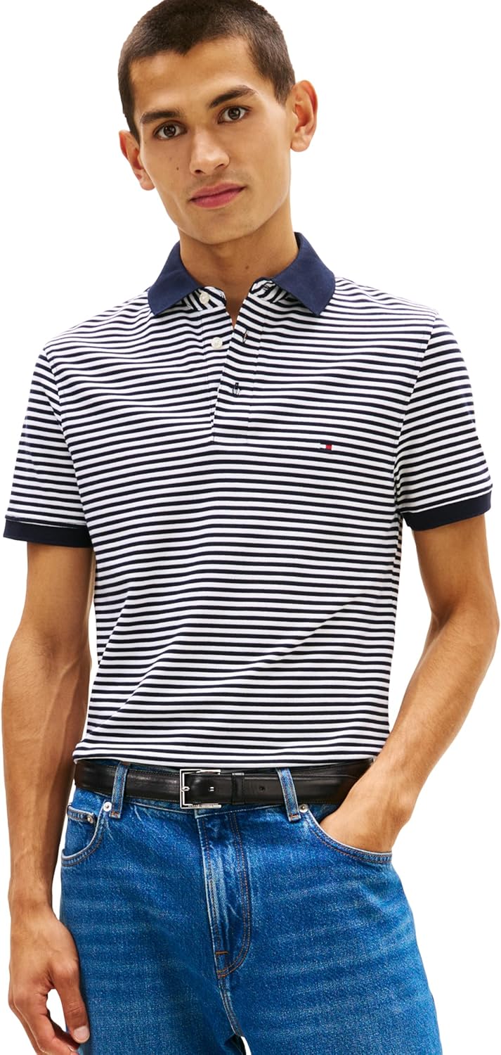 Tommy Hilfiger Men's Slim Fit Polo Shirts with Organic Cotton