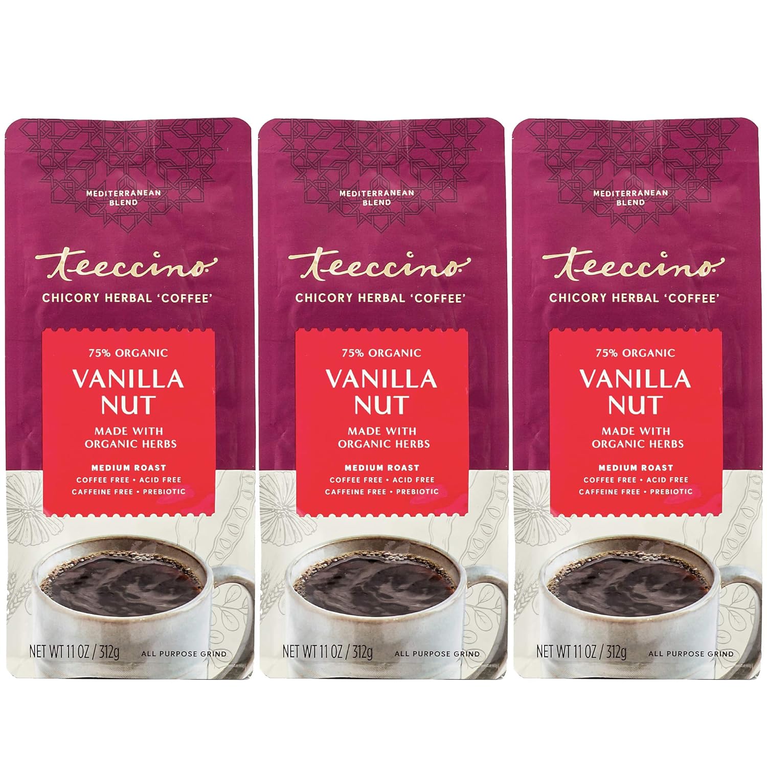Teeccino Vanilla Nut Chicory Coffee Alternative - Herbal Delight