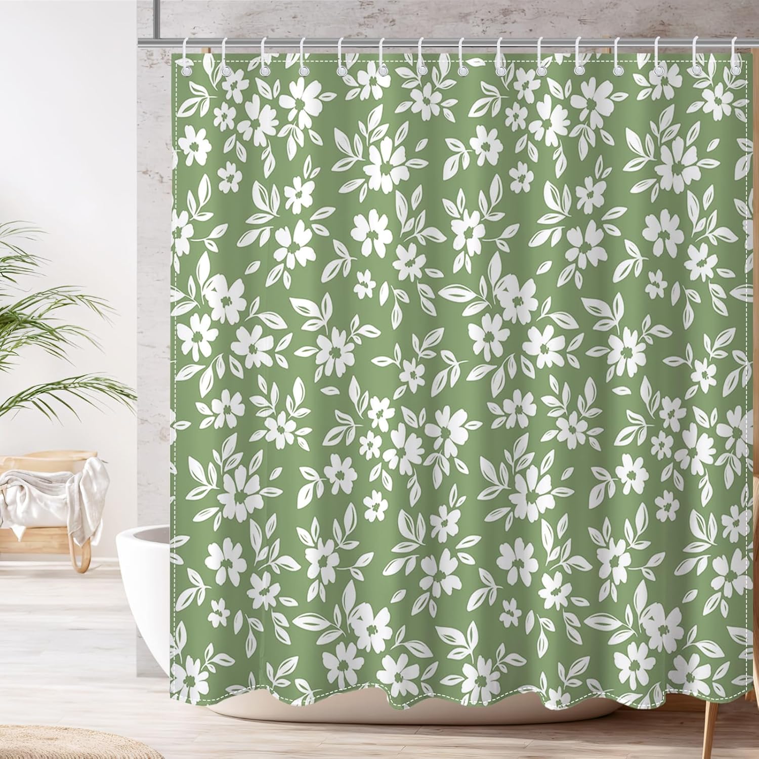 Boho Floral Shower Curtain Set - Waterproof & Stylish