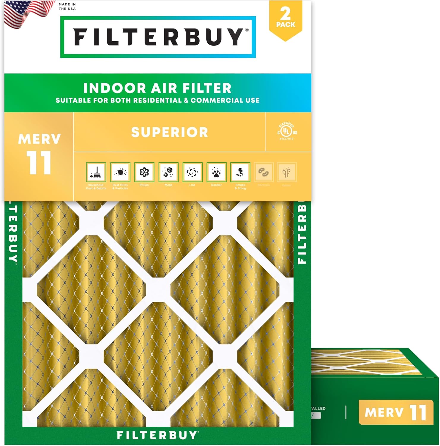 Filterbuy 14x20x4 Air Filter MERV 11 for Pet & Allergy Defense