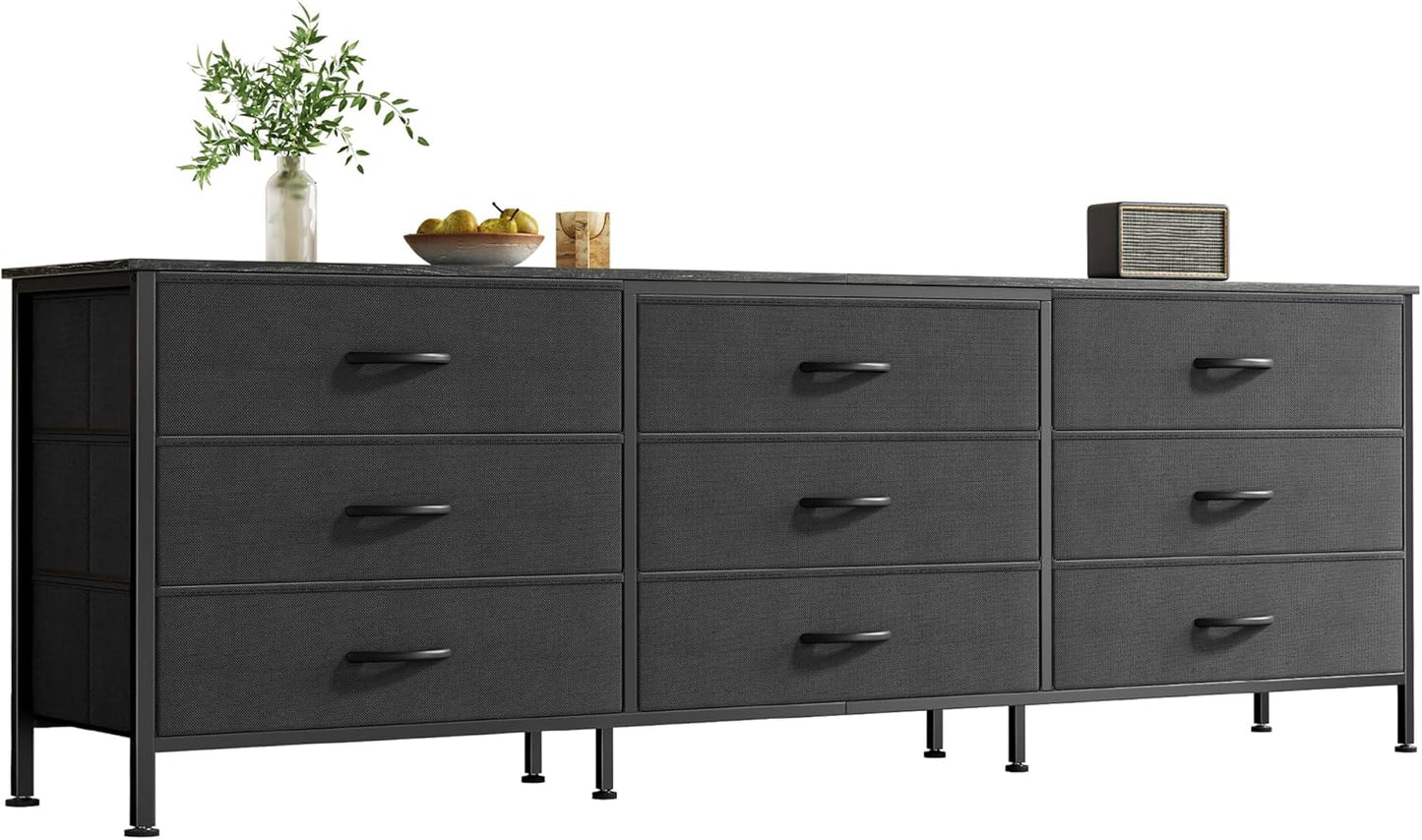 63 Inch Dresser with 9 Drawers for Bedroom and TV Stand