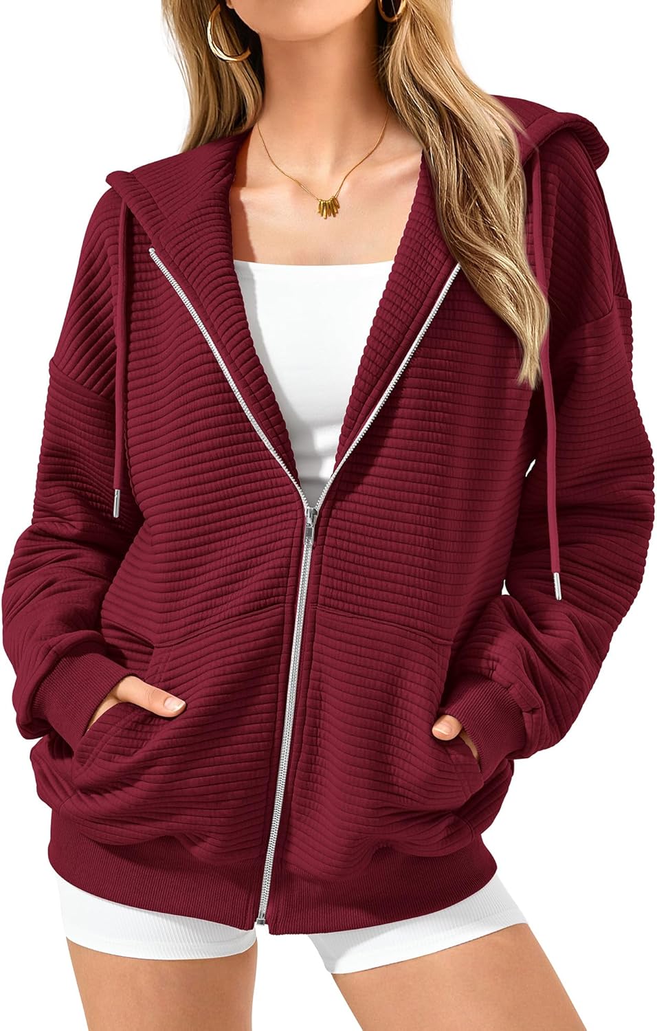 BTFBM Zip Up Hoodie Women Long Sleeve Oversized Casual Fashion