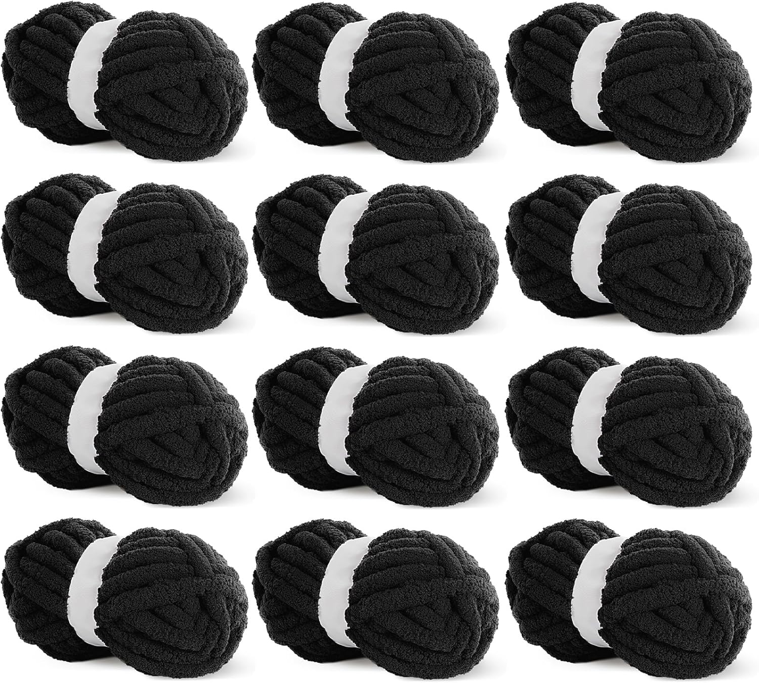 HOMBYS Black Chunky Chenille Yarn for Cozy Knitting Projects
