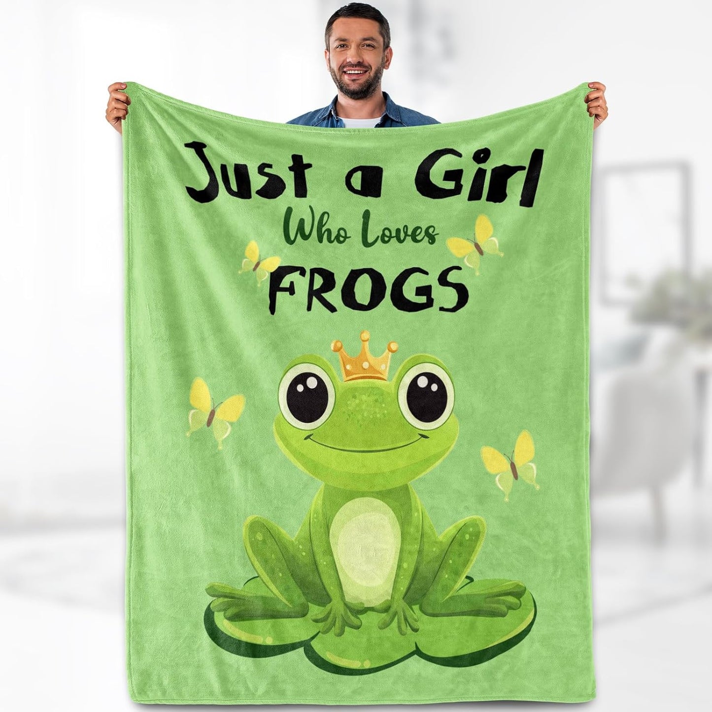 Frog Blanket Gifts for Women and Kids - Cozy Fleece Travel Blanket