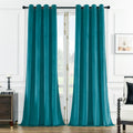Lake Blue 108 in Long Velvet Curtains with Grommet - Light Filtering