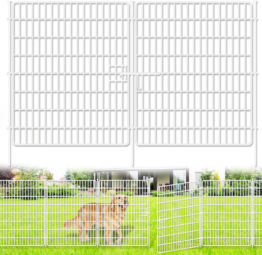 10 Panels No Dig Fence with Gate for Garden Animal Barrier