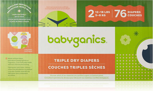 Babyganics Size 2 Diapers - 76 ct, Ultra Absorbent