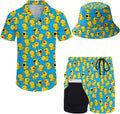 Hawaiian Print Men's Tracksuit Set with Compression Shorts Included