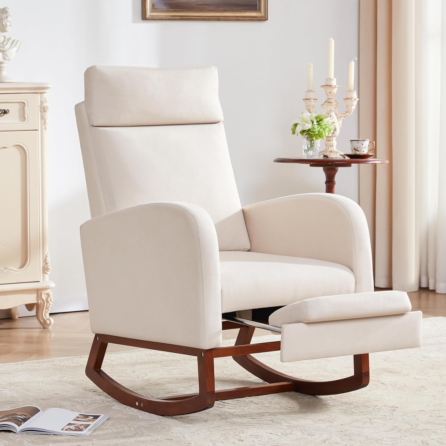 Nursery Rocking Chair with Foot Rest for Ultimate Comfort