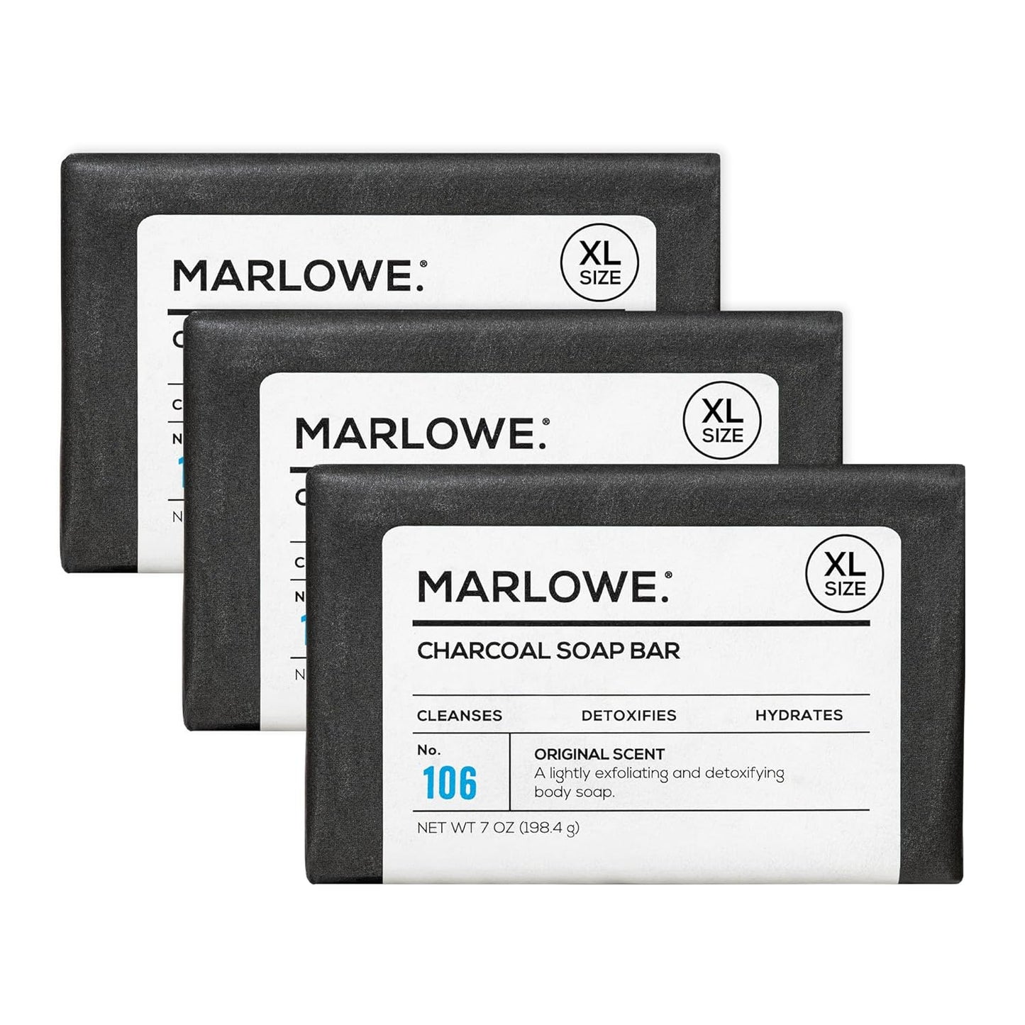 Marlowe Charcoal Soap Bars for Men - Cleansing & Hydrating